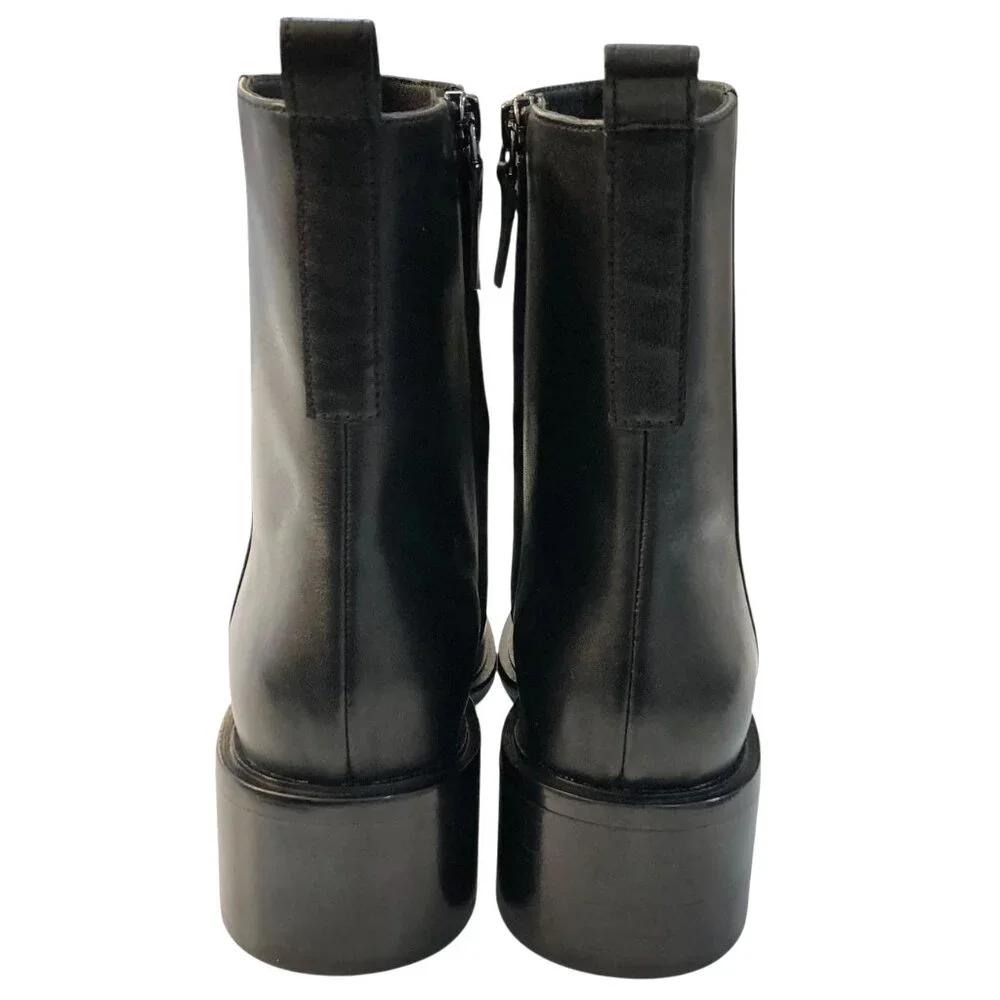 NEW EVERLANE The City Boot Leather Side Zip Block Square Toe Ankle Size 11 Black - Picture 12 of 16